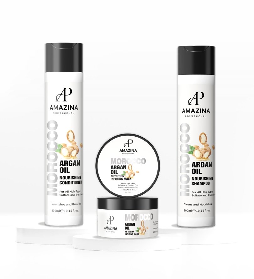 Amazina Professional Argan Oil Infused Shampoo(300ml) Conditioner(300ml) & Hair Mask(250ml)